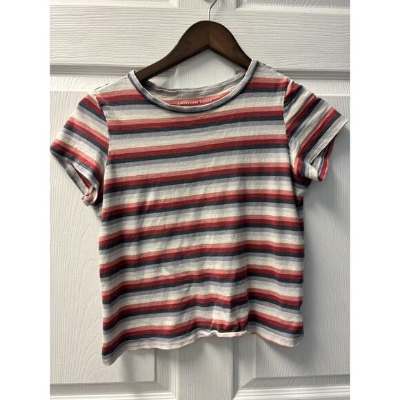 Y2K American Eagle Striped Ladies Shirt Vintage Small - Picture 1 of 3